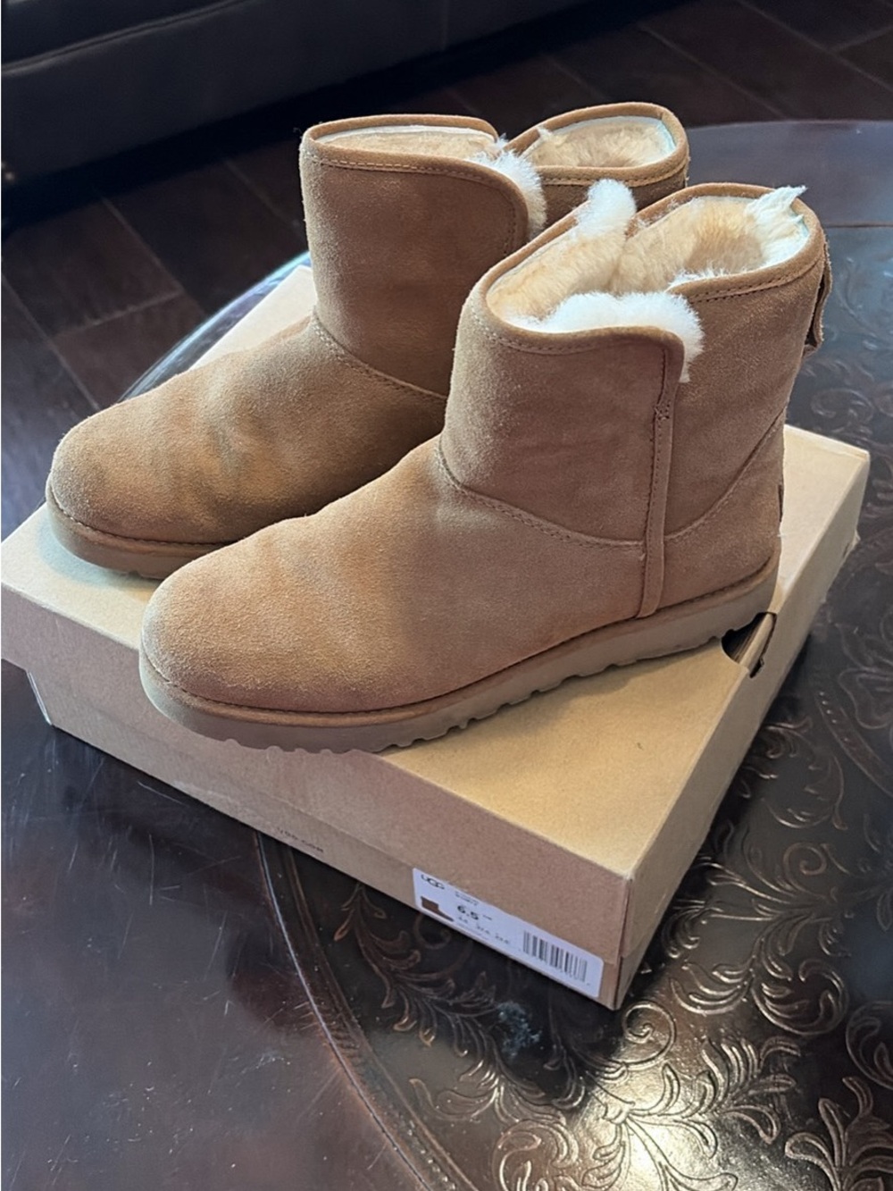 UGG Women's Short Shearling Boots in Chestnut Tan